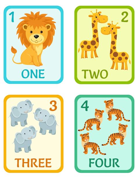 Wild Animals Number Flash Cards Preschool Kindergarten Etsy