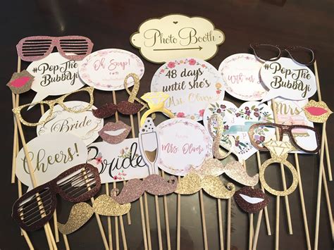 Photo Booth Diy Props Glitter Foil Bridal Shower Silhouette Cameo Diy