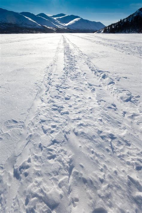 Windblown Snowmobile Tracks Stock Image Image Of Freeride Frozen