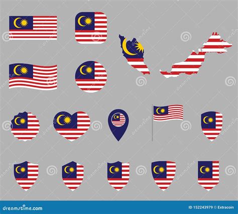 Malaysia Flag Icons Set Symbols Of The Flag Of Malaysia Stock Vector