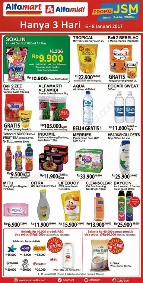 Promo yang dilakukan juga tidak khusus di awal bulan atau pada saat momen tertentu. Katalog ALFAMART JSM (Jumat-Sabtu-Minggu) Promo Weekend ...