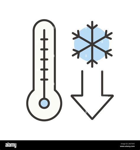 Temperature Falling Color Icon Thermometer With Snowflake Cold Winter