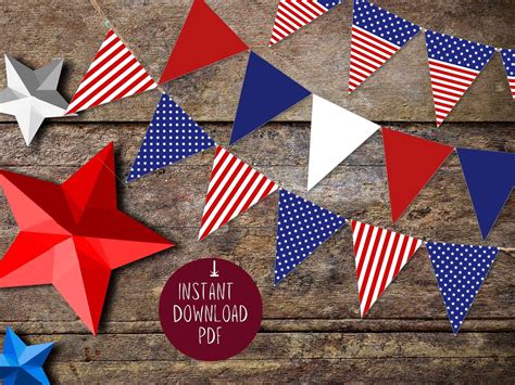 Patriotic Banner Printable Patriotic Bunting Red White And Etsy