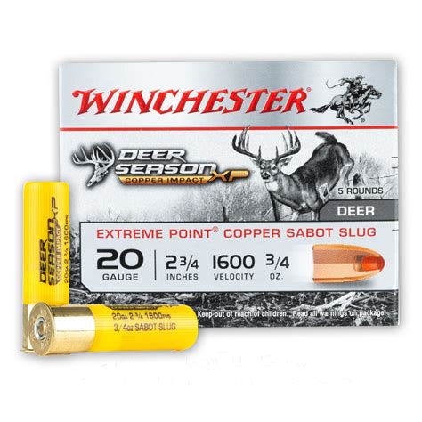 20 Gauge Extreme Point Copper Sabot Slug Winchester Deer Season Xp
