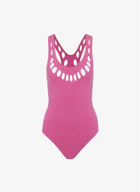 AlaÏa Womens Neon Pink One Piece Seamless Swimsuit AlaÏa Ro