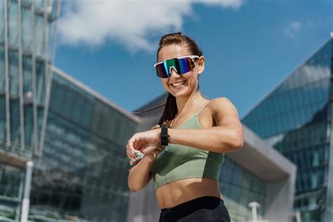 premium photo portrait of a woman smiling fitness glasses for running people fitness equipment