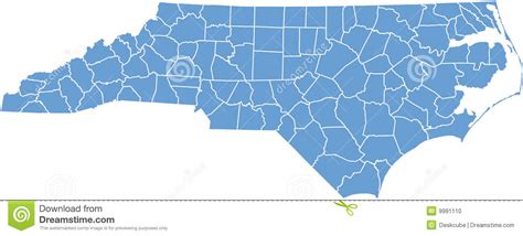 North Carolina Map By Counties Stock Vector Illustration