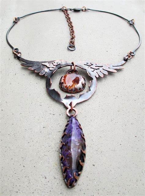 Angel Wing Amulet With Mexican Fire Opal And Amethyst Spirit Etsy