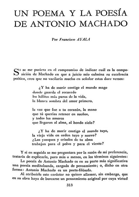 Un Poema Y La Poesía De Antonio Machado Por Francisco Ayala