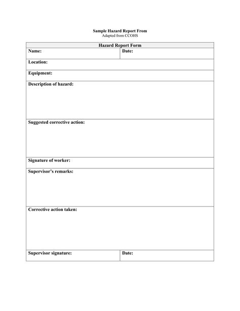 Safety Incident Form Templates