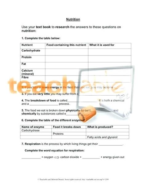 Nutrition Worksheets For Adults