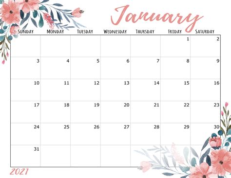 Cute January 2021 Calendar Desk And Wall Time Management Tips And Tools