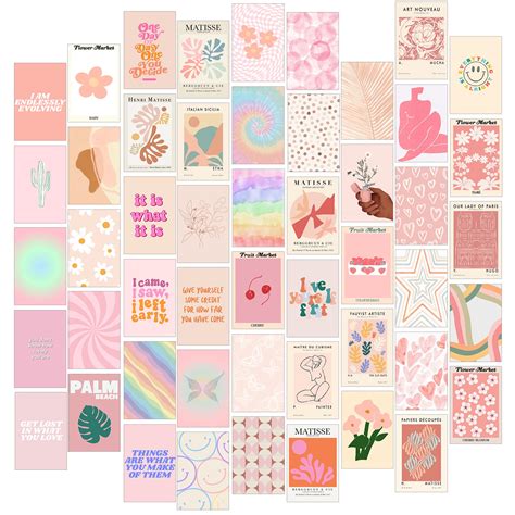 Buy Pink Room Decor Aesthetic Danish Pastel 50pcs Blush Pink Wall