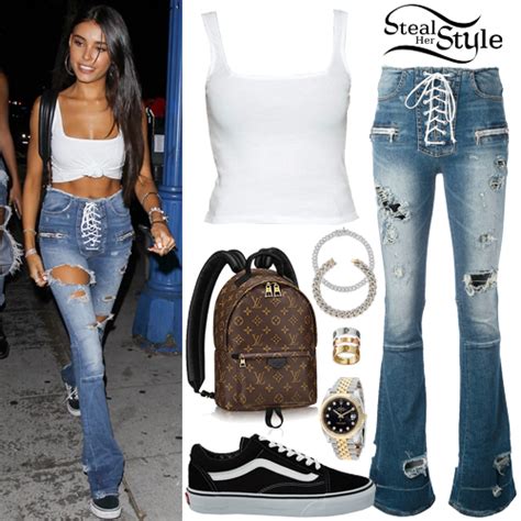 Madison Beer White Top Lace Up Jeans Steal Her Style