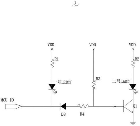 一种利用单io口控制两个led灯运行的控制电路的制作方法