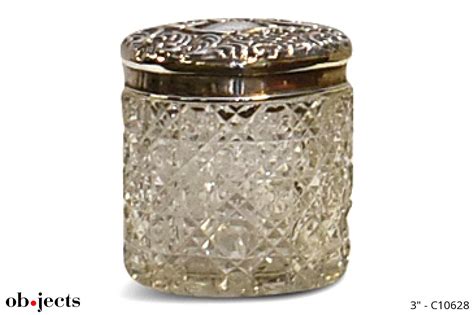 Jar Cut Crystal Wornate Silver Lid Ob•jects