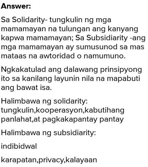 Ano Ang Pagkakaiba Ng Solidarity At Subsidiarity Brainlyph