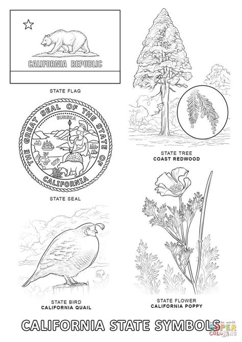 This bundle includes the following beautifully illustrated tourist attractions in california coloring pages California State Symbols coloring page from California ...