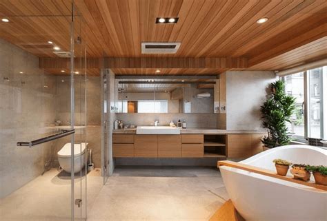 It brings individual flair to space and creates visual interest. 20 Wooden Ceilings Bathroom Ideas - Housely