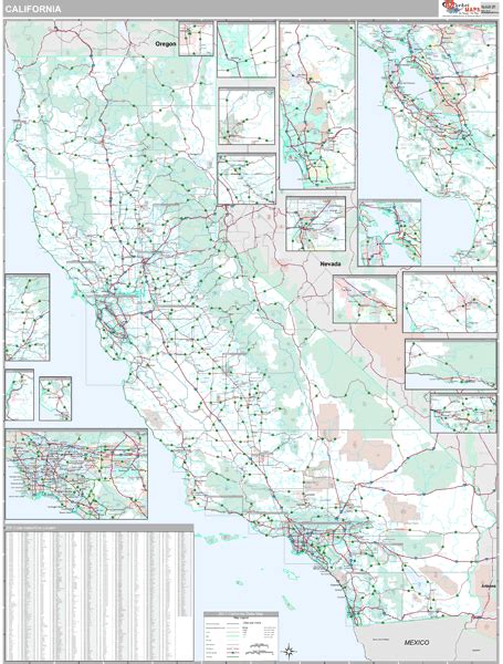California County Wall Map Maps Laminated California Wall Map Images