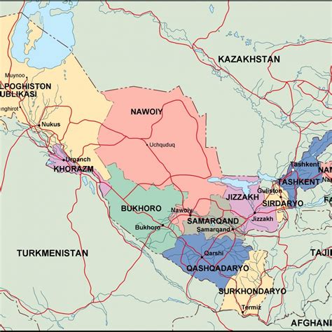 Uzbekistan Political Map Eps Illustrator Map Vector World Maps Sexiz Pix