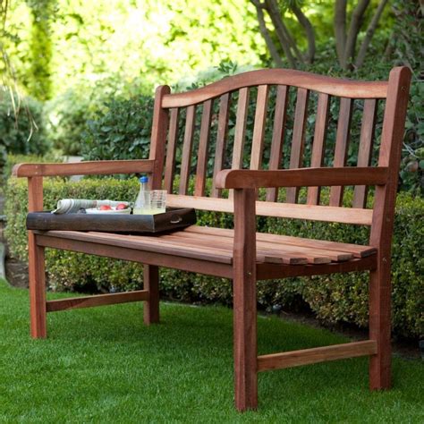 4 Ft Wood Garden Bench With Curved Arched Back And Armrests Wood