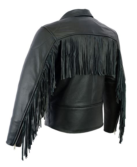 Leather Tassel Fringe Motorbike Jacket Brando Cruiser Perfecto