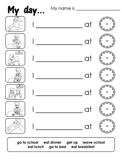 Esl Daily Routines Worksheets