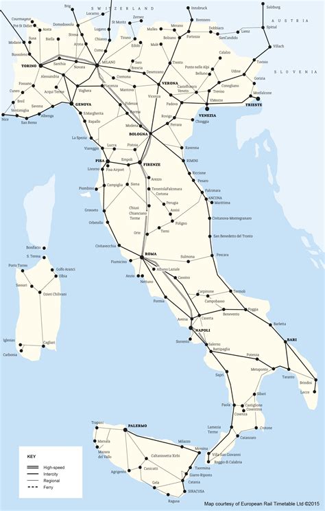 Map Of Italy Trains Rail Lines And High Speed Train Of Italy