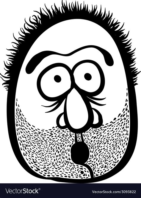 Funny Cartoon Face With Stubble Black And White Vector Image