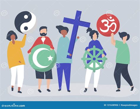 People Holding Diverse Religious Symbols Illustration Stock Vector Illustration Of Morality