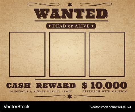 Wanted Cowboy Poster Paper Vintage Texture Vector Image