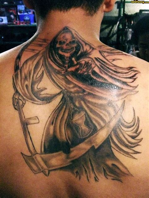 Great Terrible Grim Reaper Tattoo On Back Reaper Tattoo Grim Reaper