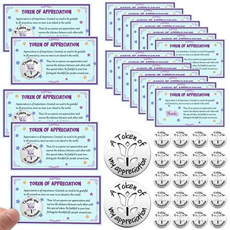 24 Sets Tokens Of Appreciation And Cards Motivational Thank You Token