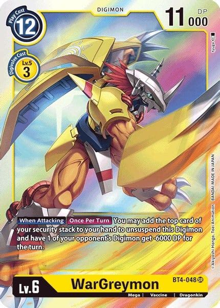 Wargreymon Bt 04 Great Legend Digimon Cardtrader
