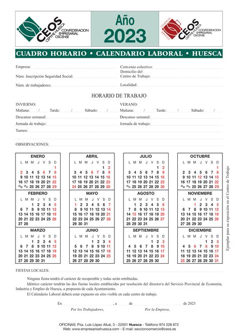 Nuevo Calendario Laboral 2023 Cecos Sección De Comercio Y Servicios