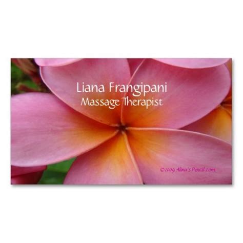 Pink Plumeria Massage Business Cards Template Zazzle