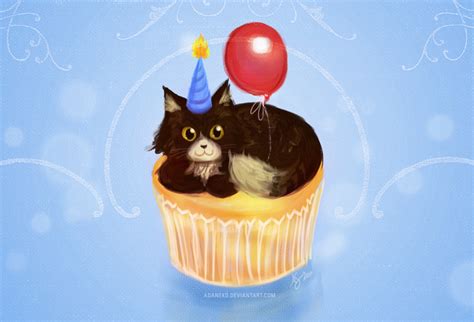 Happy Birthday Cupcake Cat By Adaneko On Deviantart