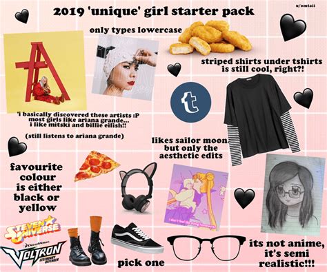 2019 Unique Girl Starter Packs Know Your Meme