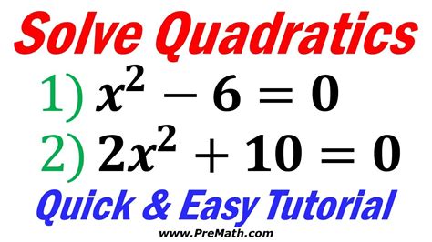 Solve Quadratic Equations That Have 2 Terms Quick And Easy Tutorial