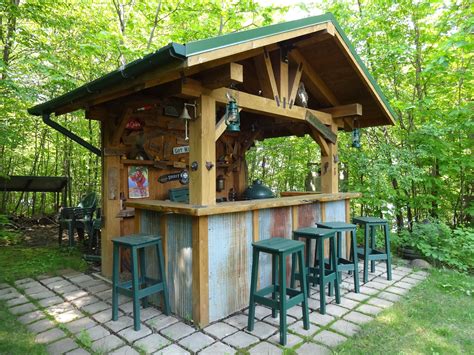 Rustic Outdoor Bar With Corrugated Steel Accents Rustic Outdoor Bar
