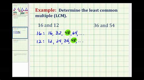 Example Determining The Least Common Multiple Using A List Of