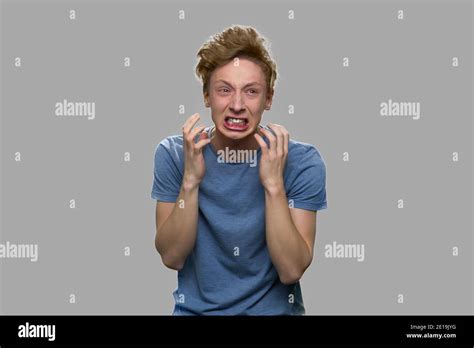 Young Stressed Boy Crying And Screaming Stock Photo Alamy
