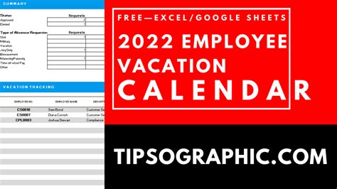 Free Printable Employee Vacation Calendar Ten Free Pr