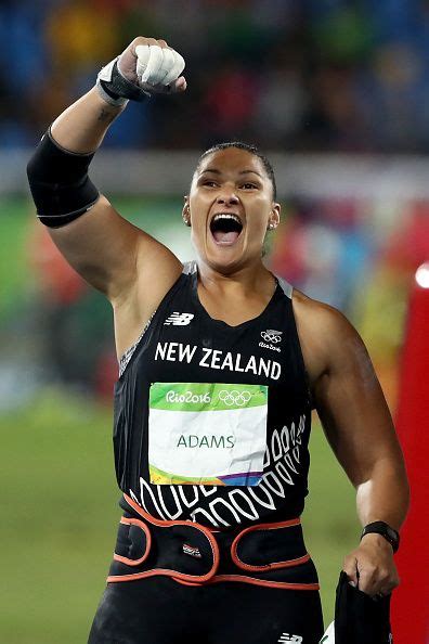 Rio2016 Valerie Adams Of New Zealand Celebrates During The Womens Shot Put Final On Day 7 Of