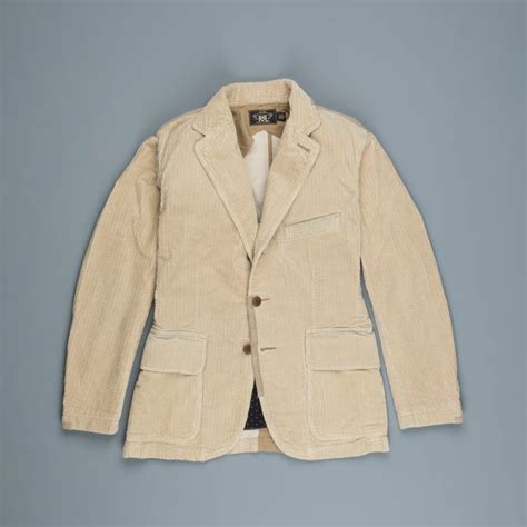 Rrls Corduroy Sport Coat In A Light Khaki Color Finished With Suede