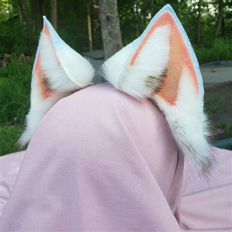 Pointed White Wolf Ears Aukami Creations