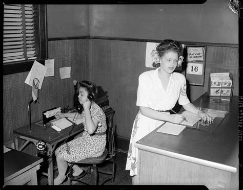 Two Women In Western Union Telegraph Office Woman On Right Wearing