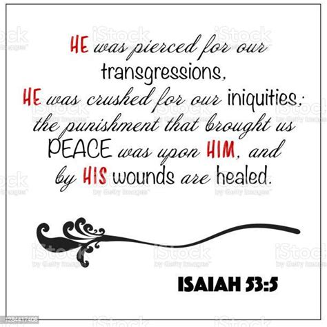 Isaiah 535 He Was Pierced Transgressions Wounds We Are Healed Vector On