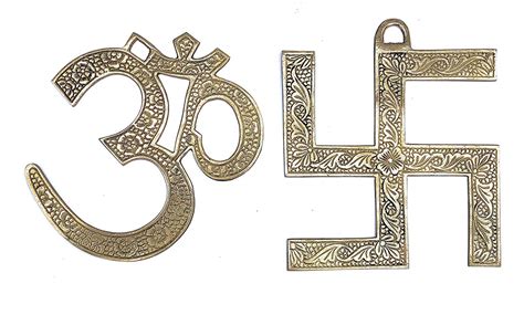 Buy India Arts Symbol Brass Om And Satiya For Wall Hanging In Pure
